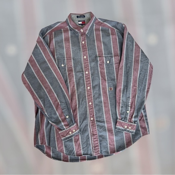 Vintage Tommy Hilfiger mens button down long sleeve shirt size M - Picture 3 of 5